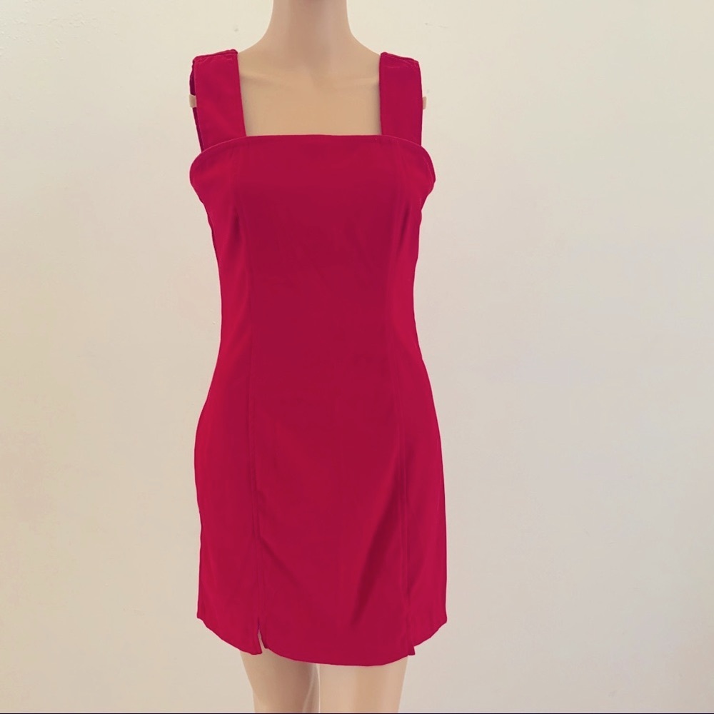 Red square neck mini dress size S